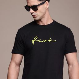 FCUK Men Brand Logo Printed Pure Cotton Bio Finish T-shirt-image-71