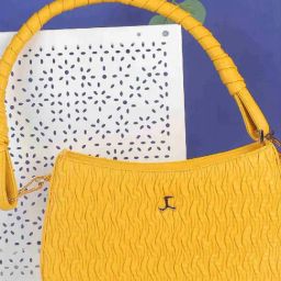 Mochi Yellow Textured Medium Shoulder Handbag-image-61
