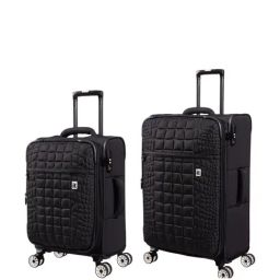 it luggage Reptilian Black 8 Wheels Medium Soft Cabin Trolley Bag-image-14