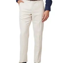 Park Avenue Fawn Regular Fit Self Design Flat Front Trousers-image-36