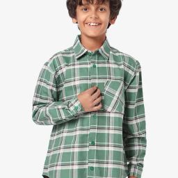 LilPicks Kids Green Checks Full Sleeves Shirt-image-55