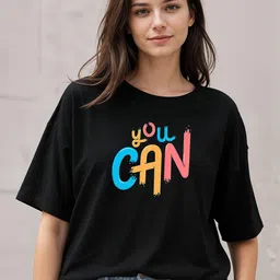 DressBerry Typography Printed Round Neck Drop-Shoulder Sleeves Oversized Cotton T-shirt-picture-8