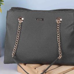 Metro Grey Solid Large Shoulder Handbag-10