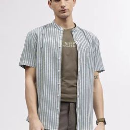 Lindbergh Green Regular Fit Striped Shirt-picture-5