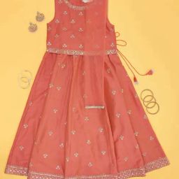Akkriti by Pantaloons Girls Shimmering Sunset Cotton Embroidery Lehenga Cholis-picture-18