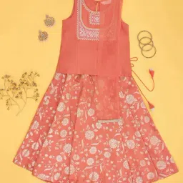 Akkriti by Pantaloons Girls Shimmering Sunset Embroidery Lehenga Cholis-image-60