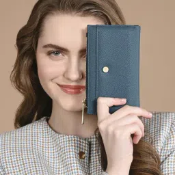Accessorize London Blue Solid Bi-Fold Wallet For Women-image-16