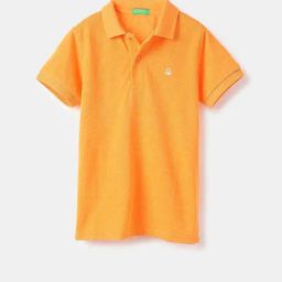 United Colors of Benetton Boys Orange Cotton Solid Tshirt-image-83