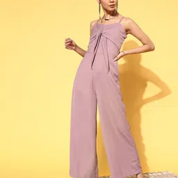 SASSAFRAS Women Elegant Lavender Solid Joyful Jumpsuit-image-86