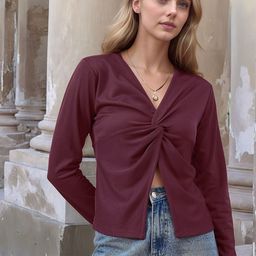 ZYNG Striped Twisted Wrap Top-image-82