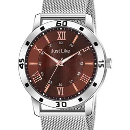 JUST LIKE Men Dial & Stainless Steel Straps Analogue Watch 451 brown steel seafar-image-58