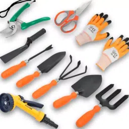 Goniry GOR0010 Gardening Tool Set Cultivator, Hand Rack, Weeder, Trowel, Pruner (Set of 10 Pcs)-image-2