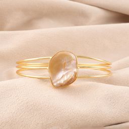 Ozanoo Gold-Plated Mother of Pearls Studded Cuff Bracelet-image-44