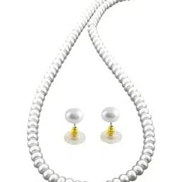 Sri Jagdamba Pearls Golden & Silver Alloy Necklace Set-image-96
