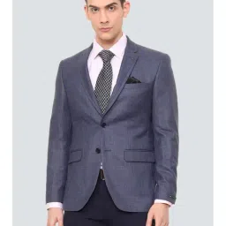 Louis Philippe Blue Slim Fit Self Pattern Blazer-image-23
