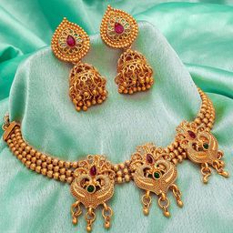 Anouk Gold-Plated Stone Studded Jewellery Set-image-57