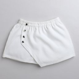 Aww Hunnie Bannana Crape Style Skort - White-image-28