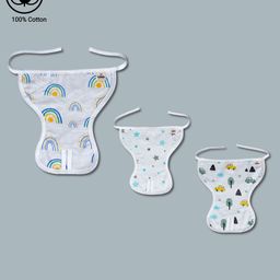 LazyToddler Muslin  Nappy Set of 3 Rainbow Print - White-image-15