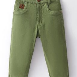 little kangaroos Little Kangaroo Cotton Full Length Trouser Solid Colour - Green-picture-1