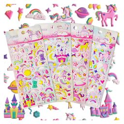 Bunie 3D Foam Unicorn Theme Kawaii Stickers Set  Pack of 4 Sheets Multicolor-1