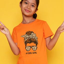 NUSYL Cotton Half Sleeves Cool Cotton Text Printed Tee -  Orange-image-60