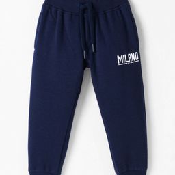 Ruff Fleece Knit Full Length Lounge Pant with Text Print - Navy Blue-image-46