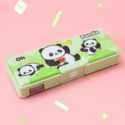 ZOE Panda Print Pencil Box - Green-image-64
