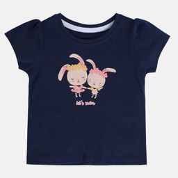 MINI KLUB Cotton Half Sleeves Bunny Printed Top - Blue-image-93