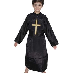 Kaku Fancy DressesFull Sleeves Solid Priest Costume Set - Black-image-62