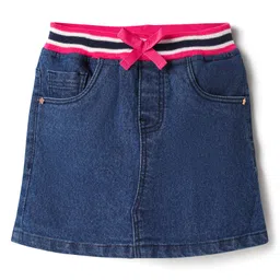 Babyhug Denim Mid Thigh Washed Skirts - Navy Blue-picture-38