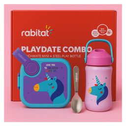 Rabitat Playdate Squad Combo Lunchmate Mini & Stailess Steel Play 3.0 Sipper Bottle with Unicorn Print - Pink-image-5