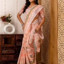 KALINI Women Floral Printed Saree With Blouse Piece-image-60