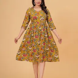 BAESD Floral Print Maternity Fit and Flare Dress-image-1