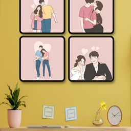 Livin'luxe Pink & Blue 4 Pieces Romantic Couple Printed Wall Arts-picture-6