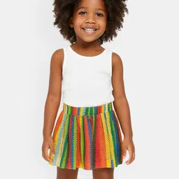 ZIP ZAP ZOOP Girls Striped Anti-Wrinkle Mini Skirt-picture-11