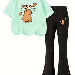 YK Girls Printed Round Neck T-Shirt With Trouser-picture-46