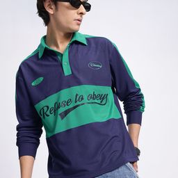 glitchez Chill Mode Colourblocked Printed Polo T-shirt-image-96