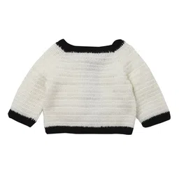 CHUTPUT Unisex Cream-Coloured & Red Solid Wool Cardigan with a Beanie Cap image 4