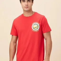 Being Human Red Cotton Regular Fit Printed T-Shirt-image-53