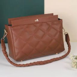 Metro Tan Quilted Medium Shoulder Handbag-image-21