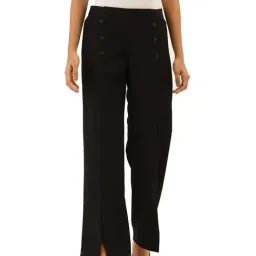 Label Ritu Kumar Black Printed Straight Fit Pants-image-82