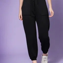 KASSUALLY Black Regular Fit Mid Rise Joggers-image-95