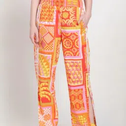 adidas Pink & Yellow Printed Flared Pants-picture-37