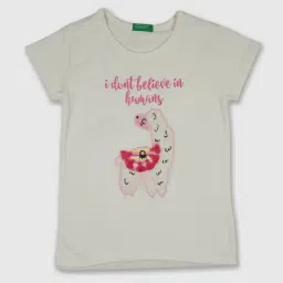 United Colors of Benetton Kids Off White Cotton Patch Work T-Shirt-image-25