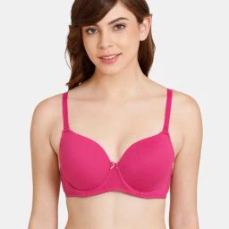 Rosaline by Zivame Fuchsia Under-wired Padded T-Shirt Bra-image-4