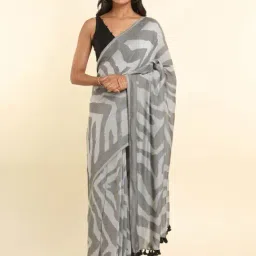 Suta Grey Printed Saree Without Blouse-image-52