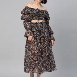 Anvi Be Yourself Black Floral Print Jumpsuit-image-91