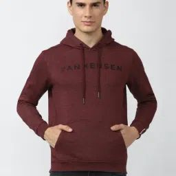 Van Heusen Sport Maroon Regular Fit Self Pattern Hooded SweatShirt-image-4