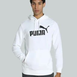 Puma White Cotton Regular Fit Logo Printed Hoodie-image-104