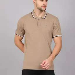 Cantabil Brown Cotton Regular Fit Polo T-Shirt-picture-49